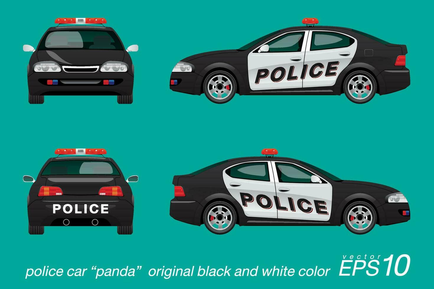 polizia auto nero e bianca colore con rosso sirena vettore