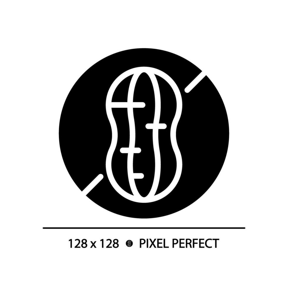 2d pixel Perfetto glifo stile Noce gratuito icona, isolato vettore, silhouette illustrazione che rappresentano allergene gratuito. vettore