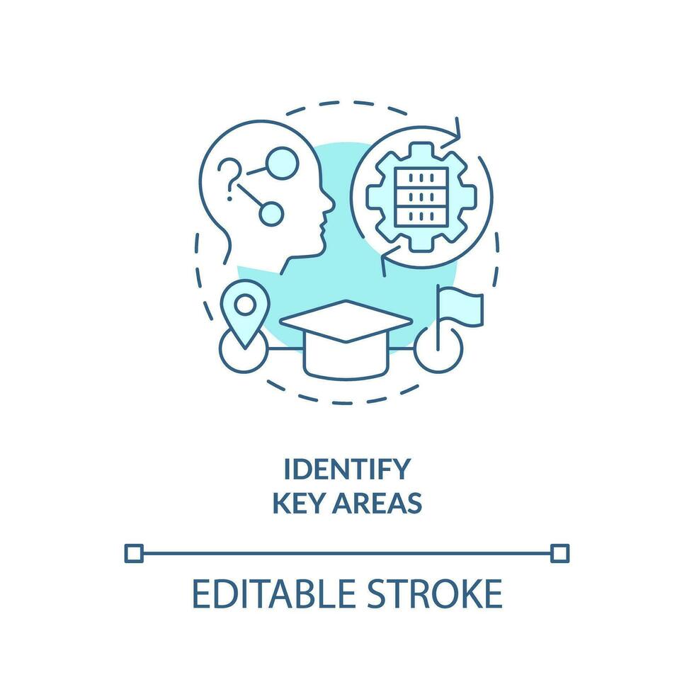 2d modificabile identificare chiave le zone magro linea blu icona concetto, isolato vettore, monocromatico illustrazione che rappresentano conoscenza gestione. vettore