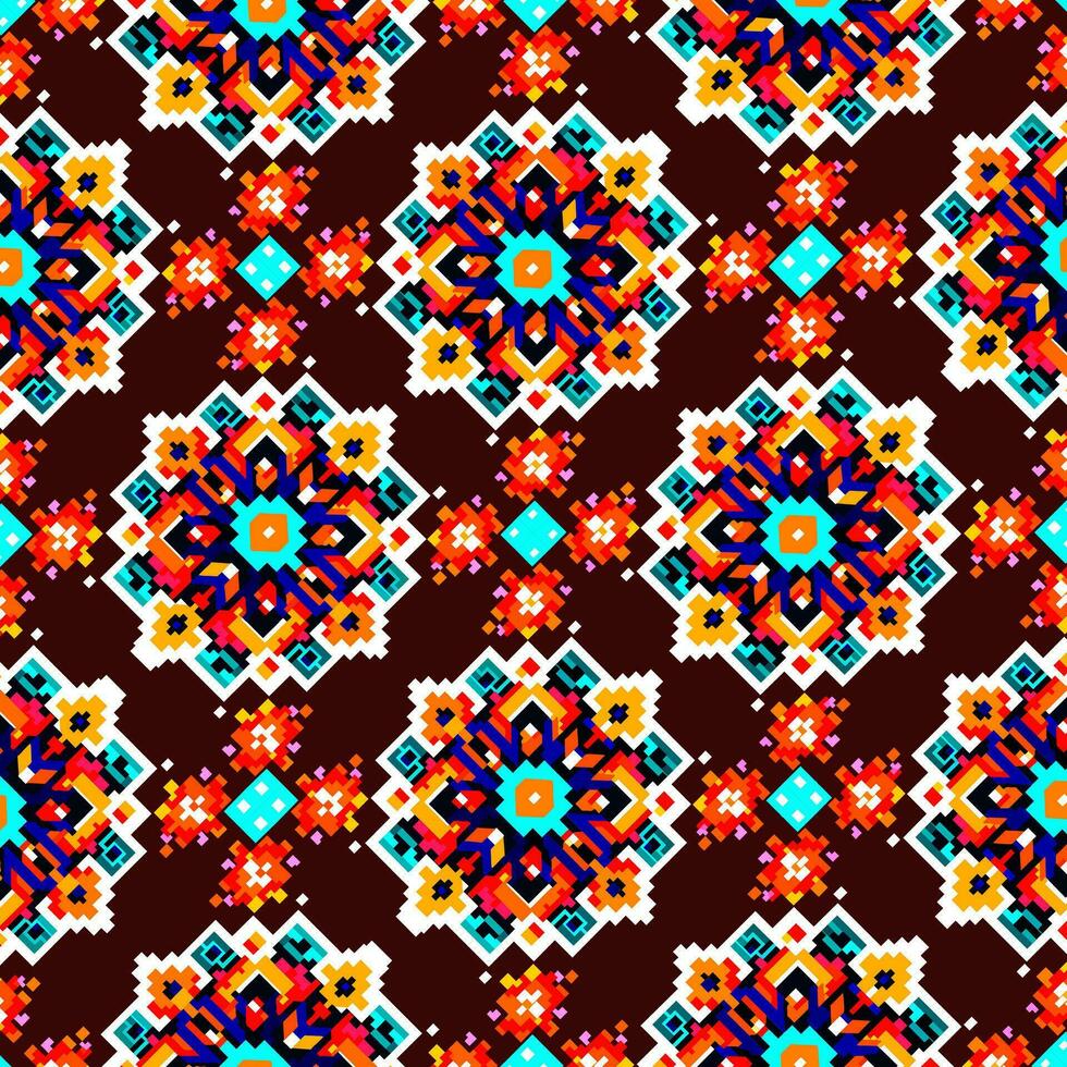 geometrico etnico modello. pixel modello. design per vestiario, tessuto, sfondo, sfondo, avvolgere, batik. maglieria, ricamo stile. azteco geometrico arte ornamento print.vector illustrazione vettore