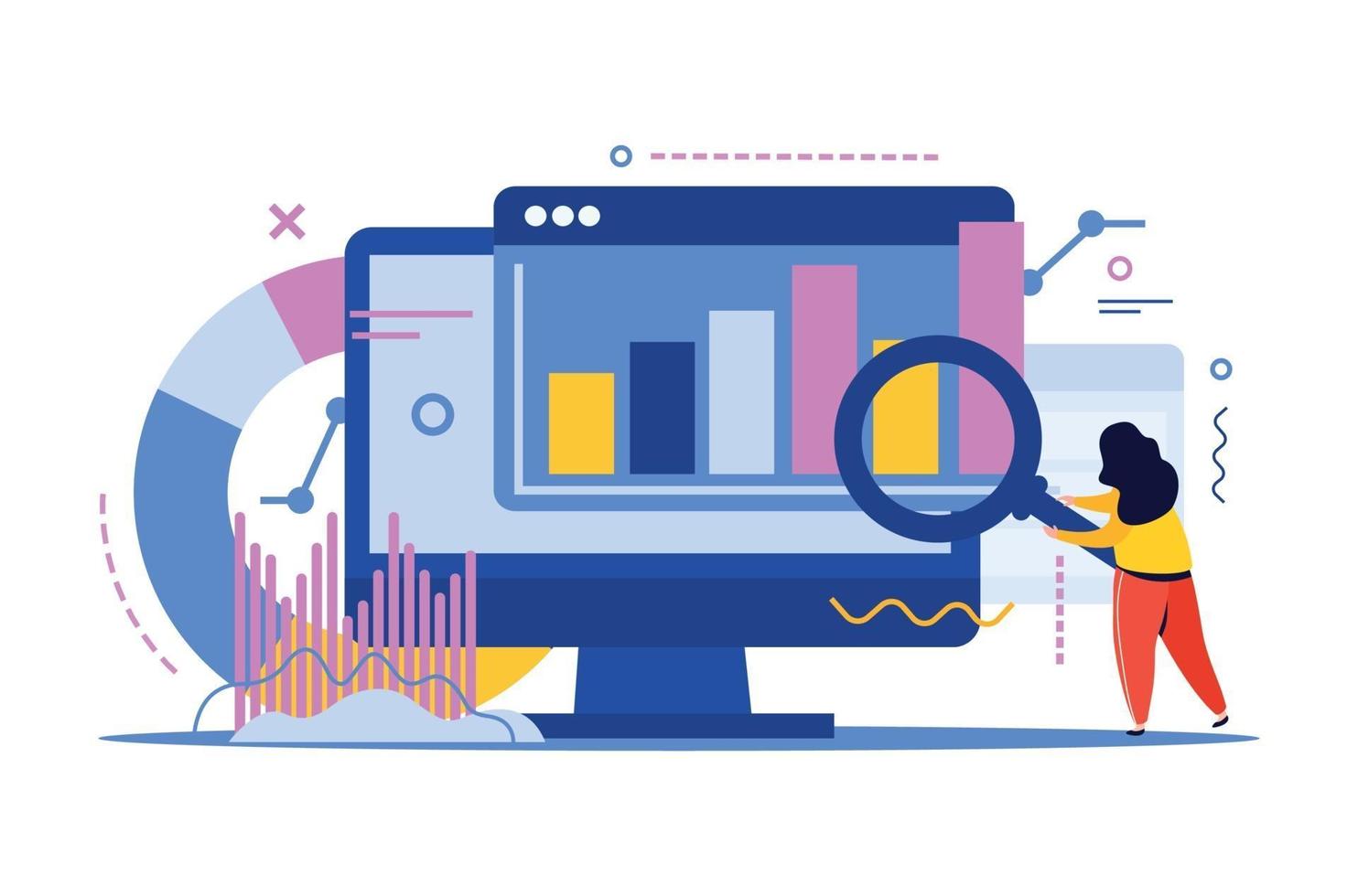 composizione della finestra del computer delle statistiche vettore