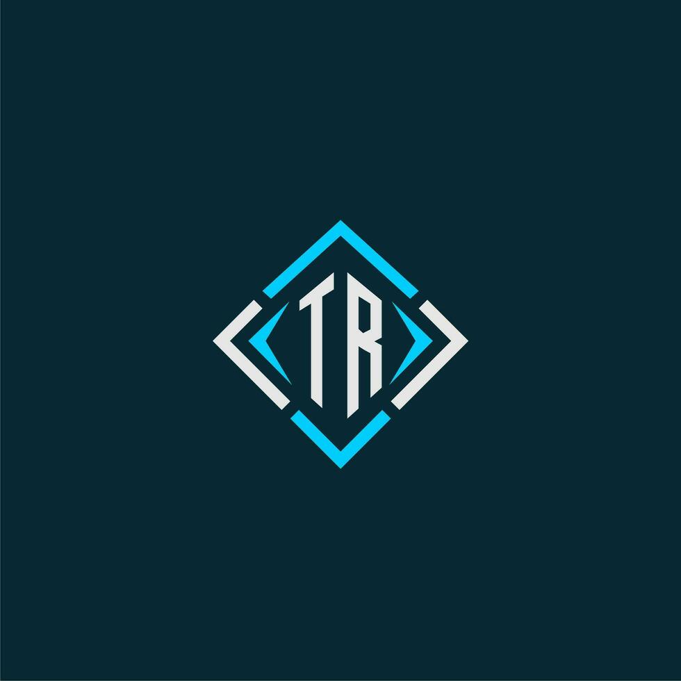 tr iniziale monogramma logo con piazza stile design vettore