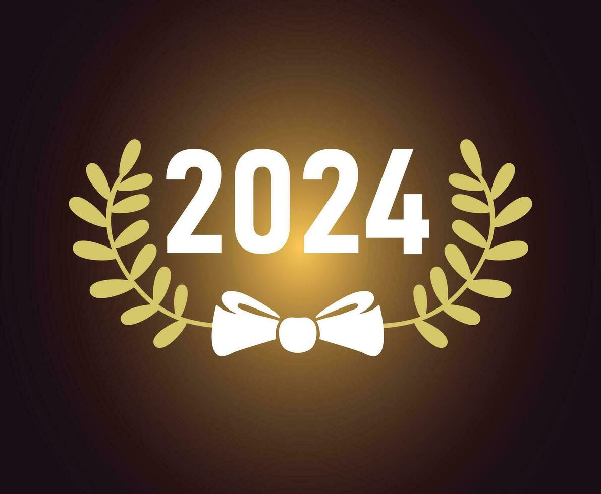 2024 contento nuovo anno vacanza astratto oro e bianca grafico design vettore logo simbolo illustrazione