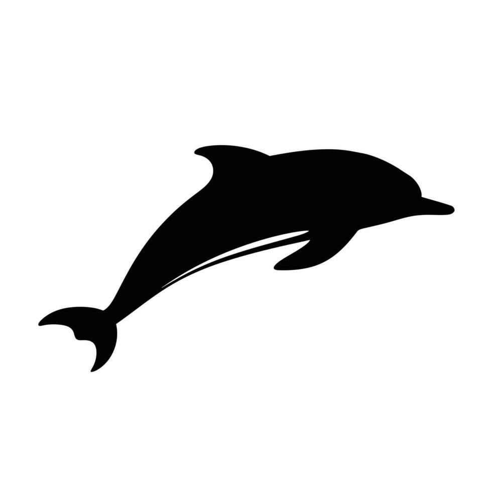 nero silhouette di un' delfino vettore illustrazione