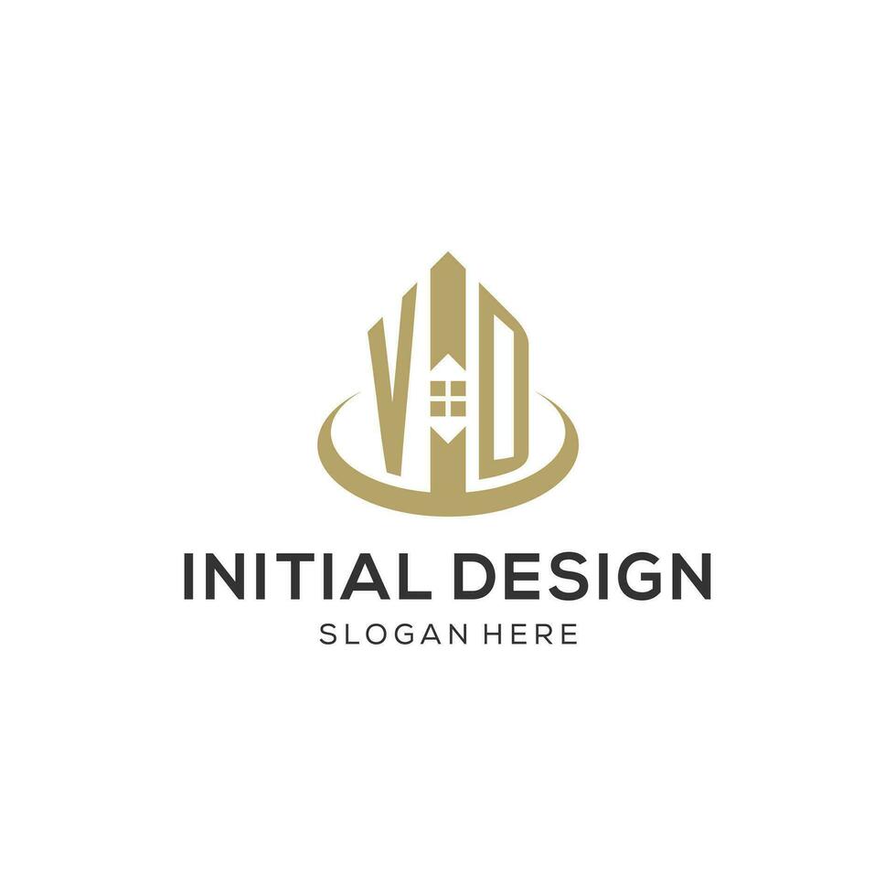 iniziale vd logo con creativo Casa icona, moderno e professionale vero tenuta logo design vettore