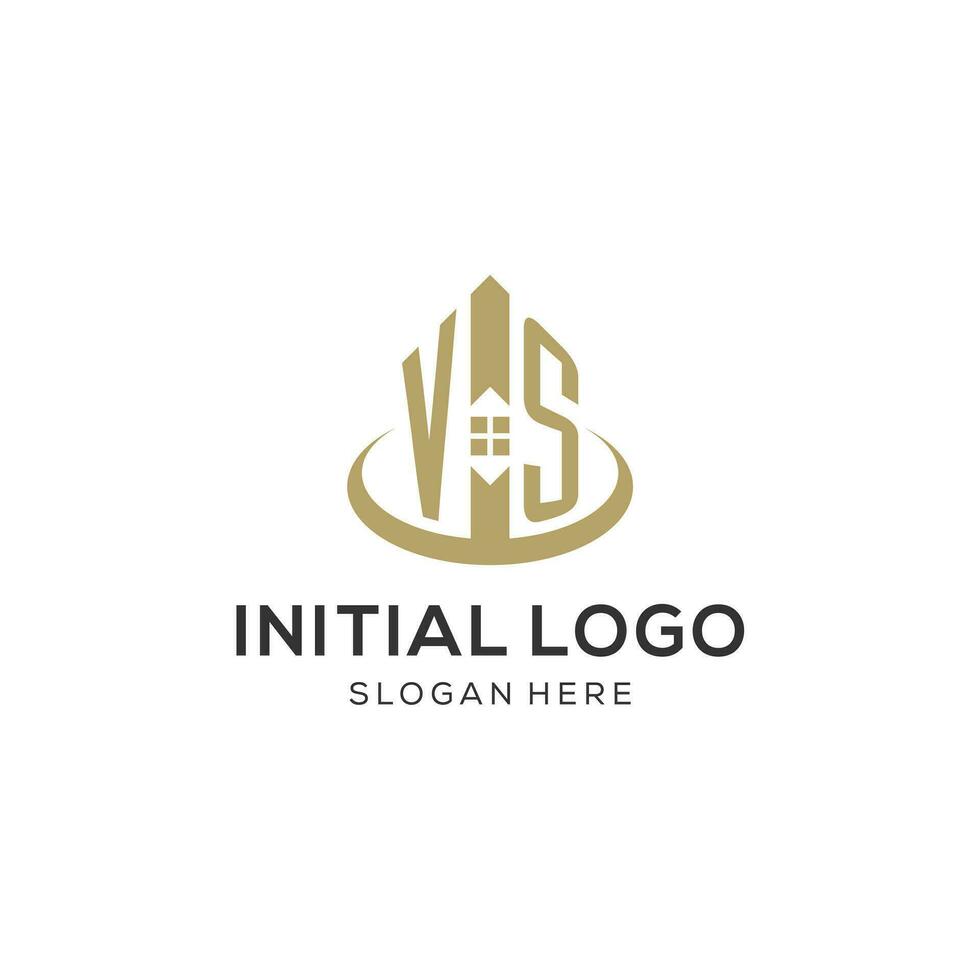 iniziale vs logo con creativo Casa icona, moderno e professionale vero tenuta logo design vettore