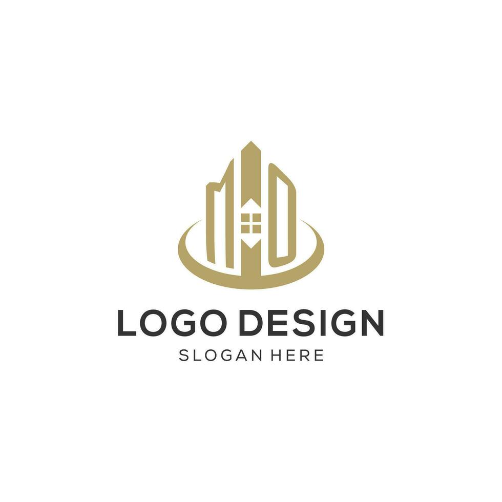 iniziale mo logo con creativo Casa icona, moderno e professionale vero tenuta logo design vettore