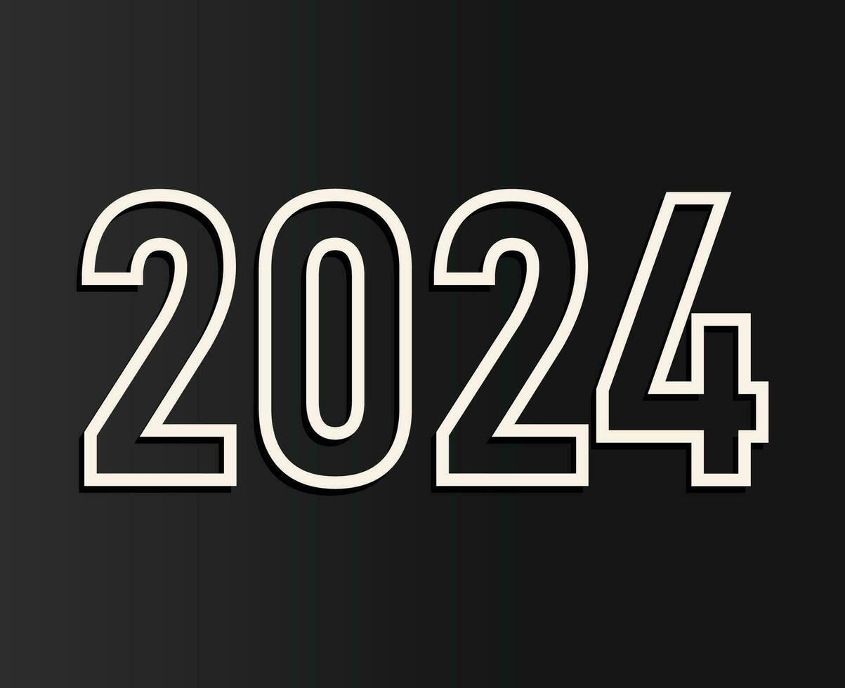 2024 contento nuovo anno vacanza astratto bianca grafico design vettore logo simbolo illustrazione con nero sfondo