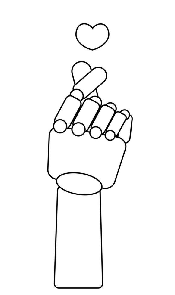 protesi dito coreano cuore cartello nel nero e bianca vettore