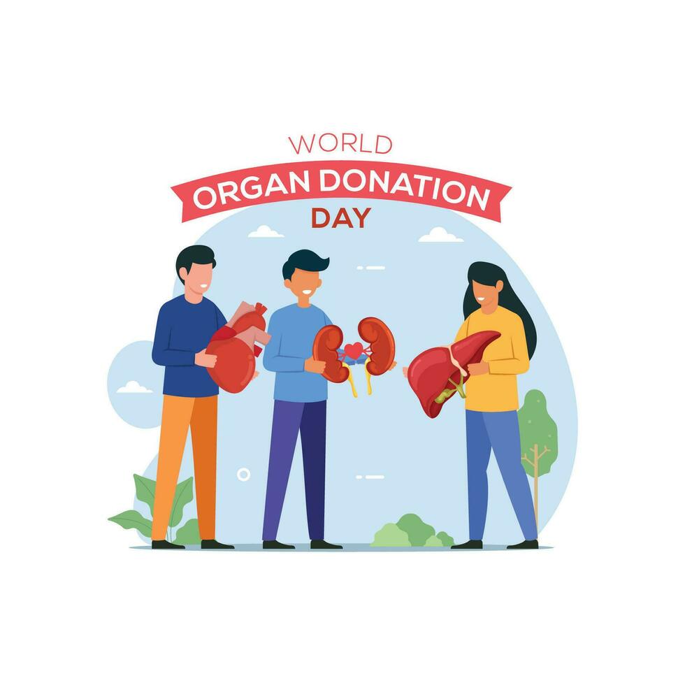mondo organo donazione giorno bandiera assistenza sanitaria illustrazione vettore