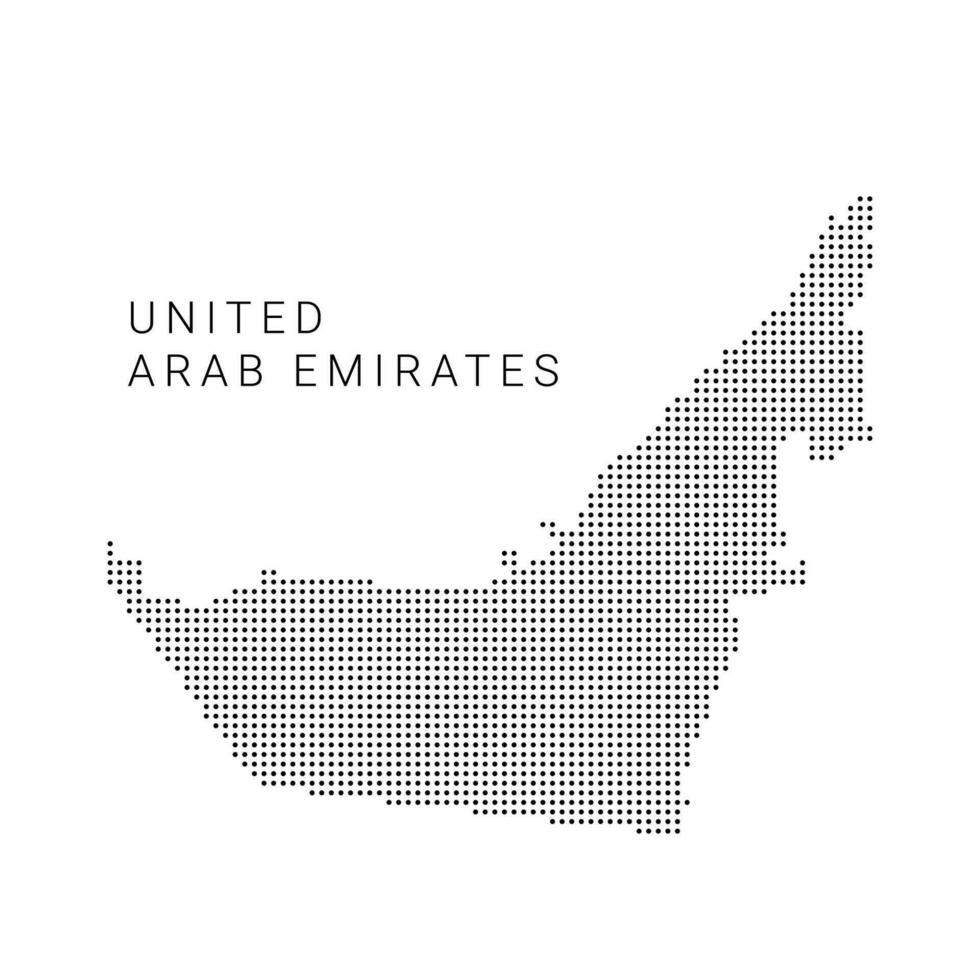 tratteggiata carta geografica di unito arabo emirati. il modulo con nero punti su leggero sfondo vettore