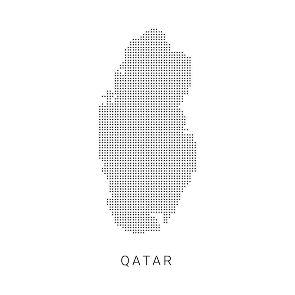 tratteggiata carta geografica di Qatar. il modulo con nero punti su leggero sfondo vettore
