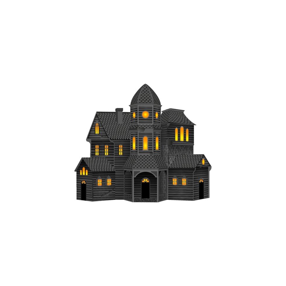 casa stregata isolata. castello di halloween vettore