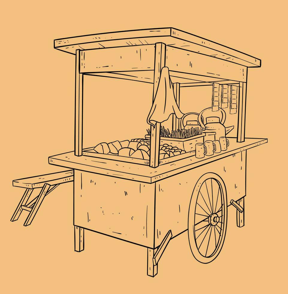 gerobak angkringan illustrazione disegno vettore