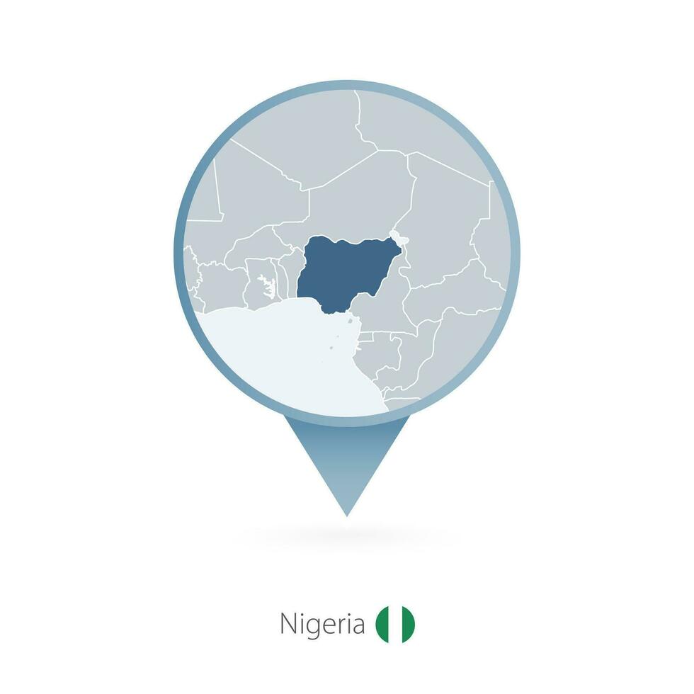 carta geografica perno con dettagliato carta geografica di Nigeria e vicino Paesi. vettore