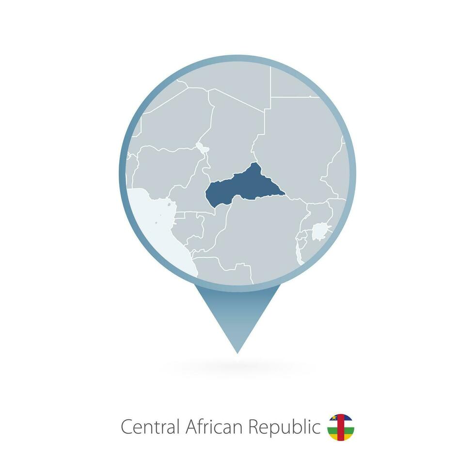 carta geografica perno con dettagliato carta geografica di centrale africano repubblica e vicino Paesi. vettore