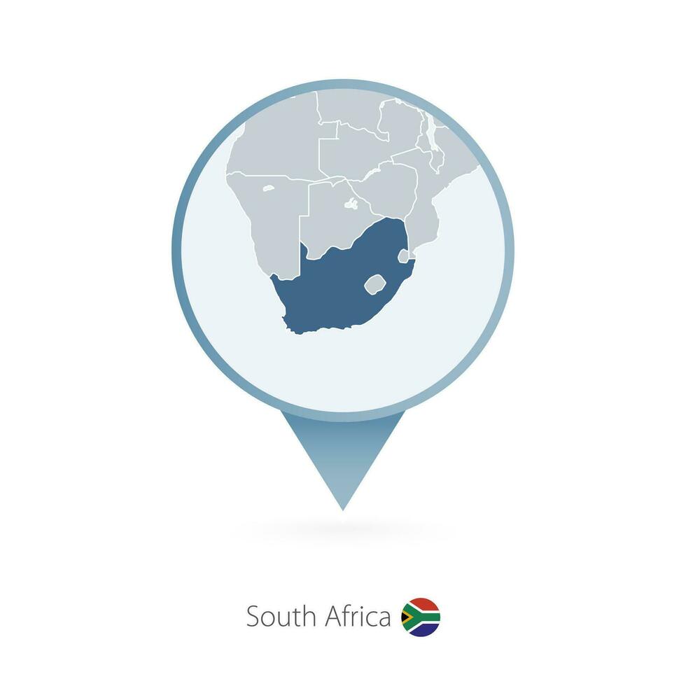 carta geografica perno con dettagliato carta geografica di Sud Africa e vicino Paesi. vettore