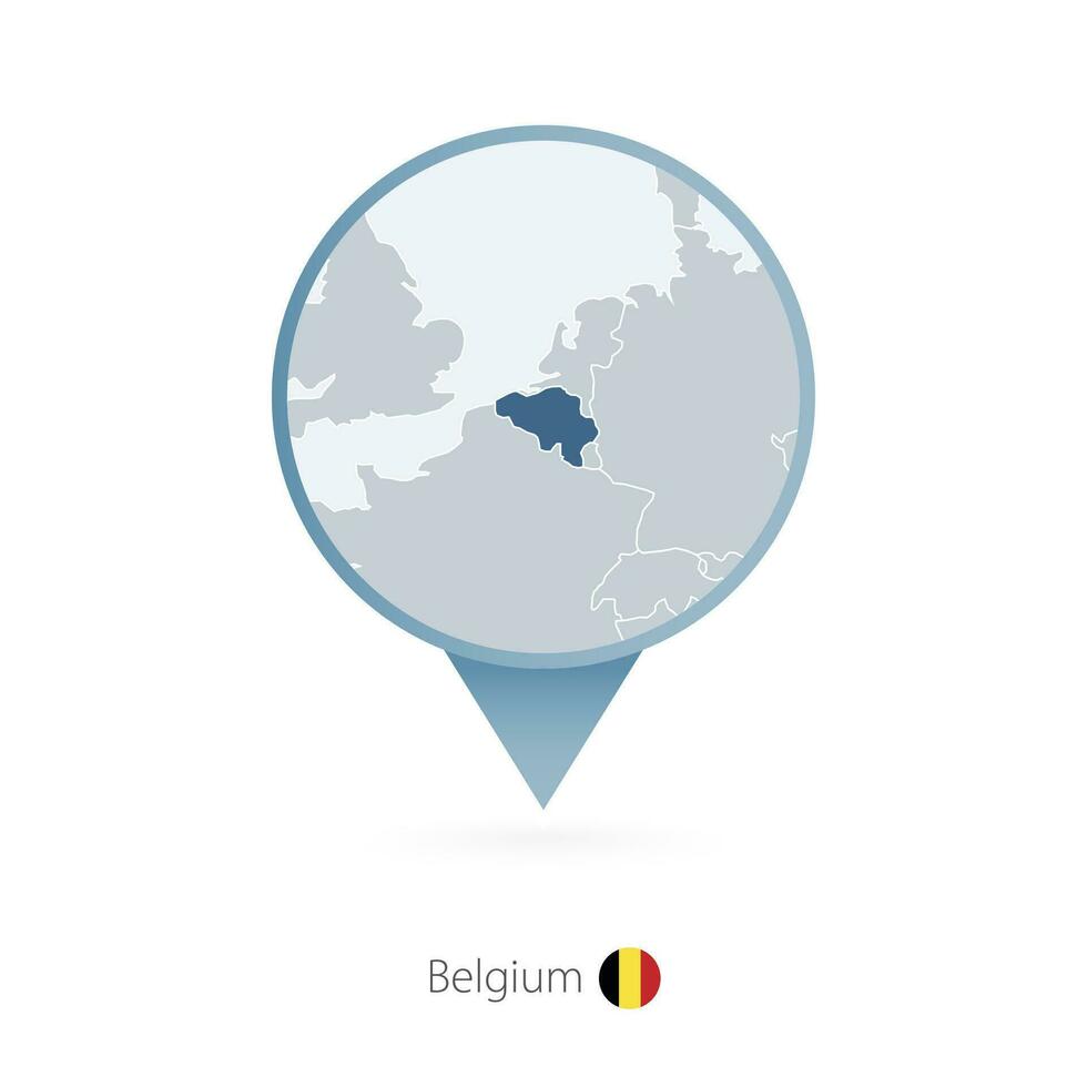 carta geografica perno con dettagliato carta geografica di Belgio e vicino Paesi. vettore