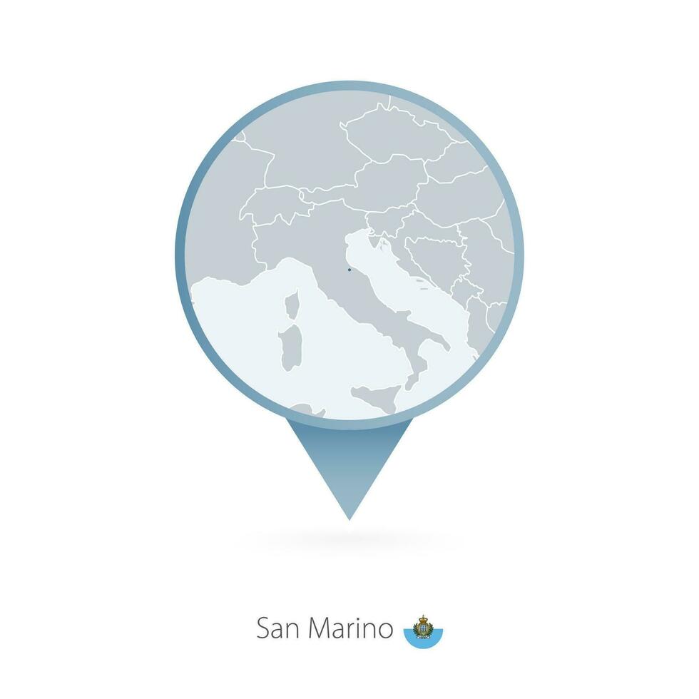 carta geografica perno con dettagliato carta geografica di san Marino e vicino Paesi. vettore