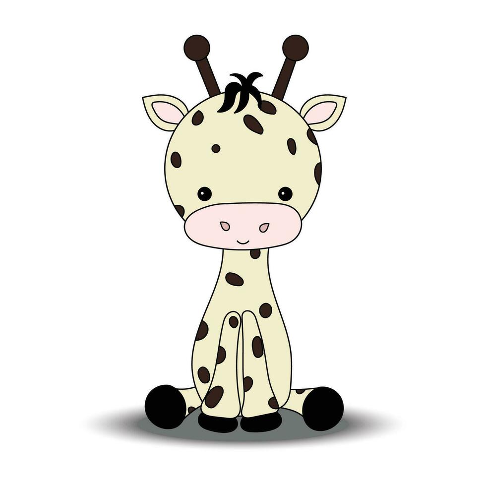 giraffa. linea disegno di un' giraffa. del bambino seduta posizione. carineria. polka punti. cartone animato immagini. giocattoli. bambole, colorazione libri. vettore