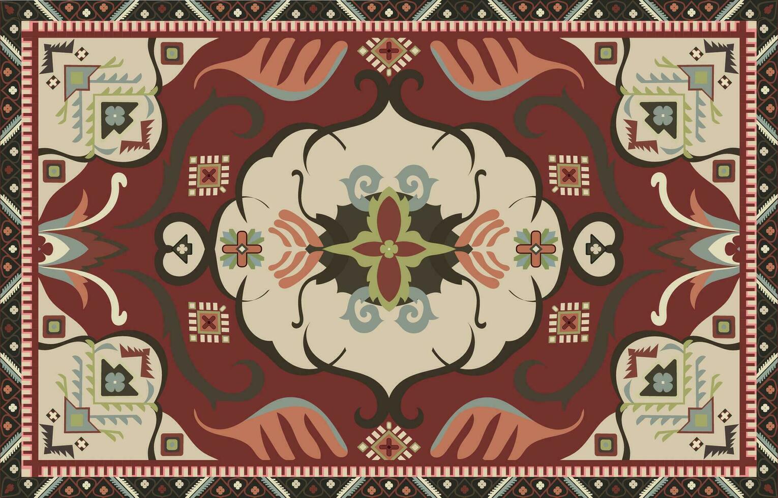 colorato ornamentale vettore design per tappeto, tapis, yoga stuoia. geometrico etnico clipart. arabo ornamentale tappeto con decorativo elementi.persian tappeto,