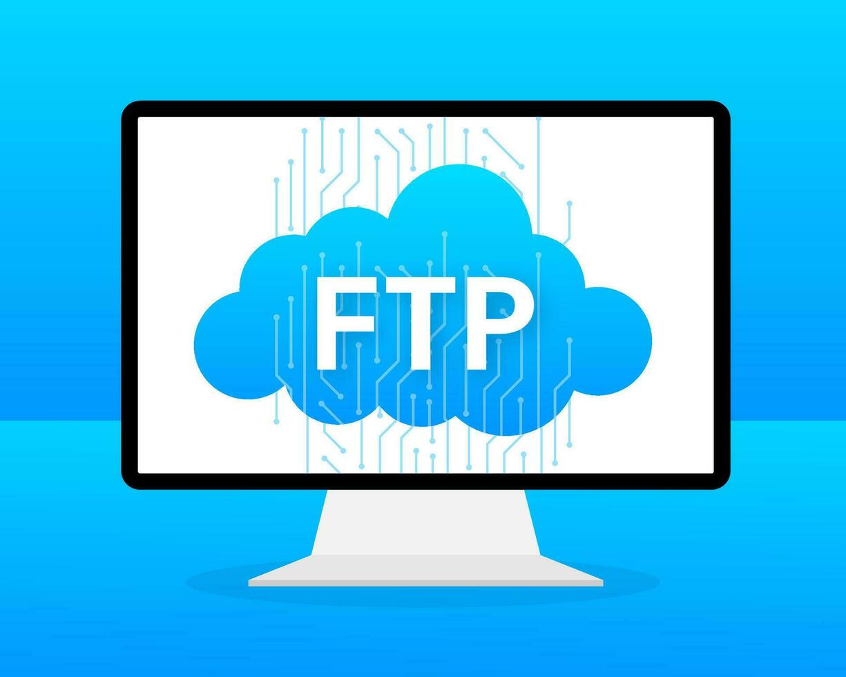 piatto ragnatela bandiera con ftp. applicazione interfaccia. tecnologia concetto. vettore illustrazione.