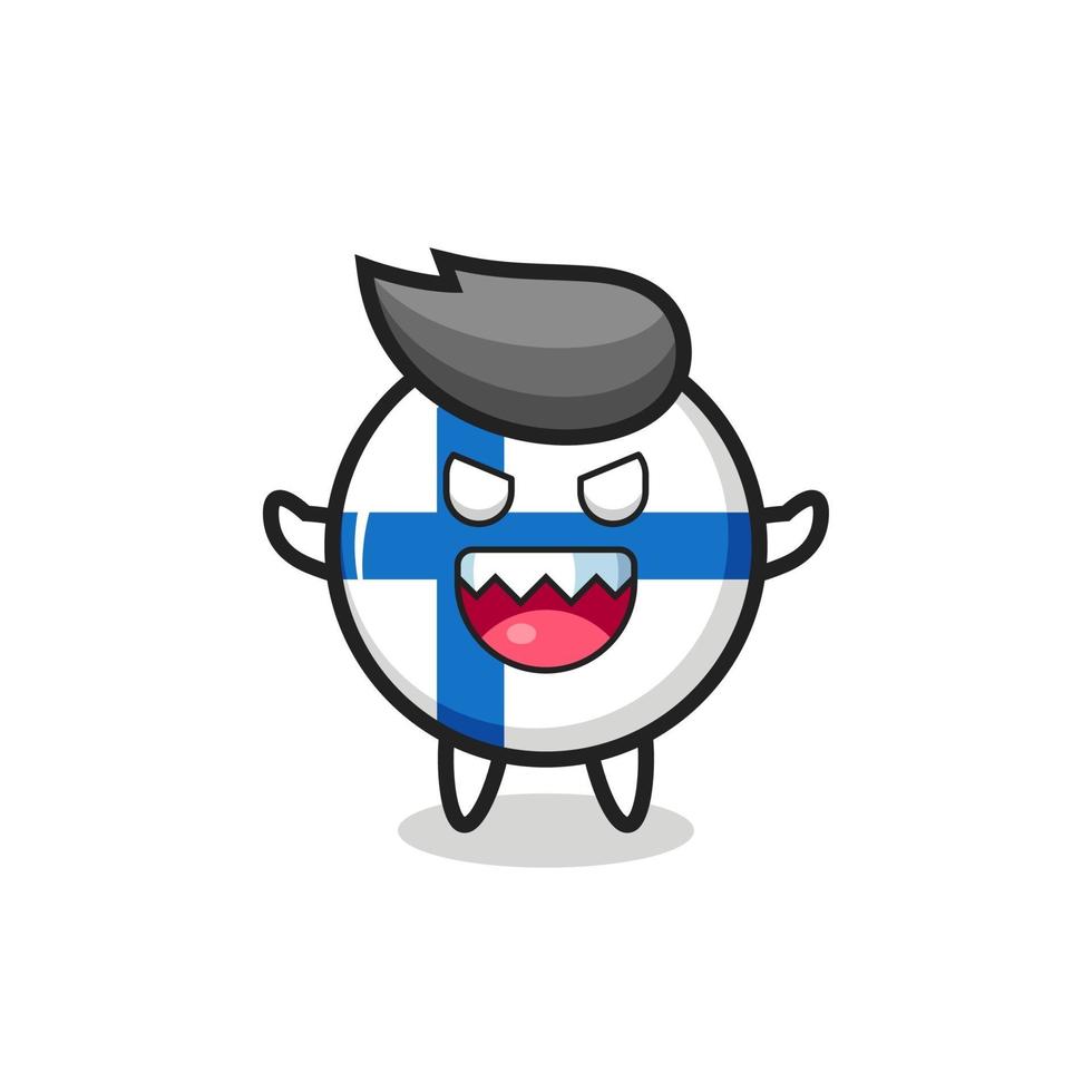 illustrazione del personaggio della mascotte del distintivo della bandiera della Finlandia malvagia vettore