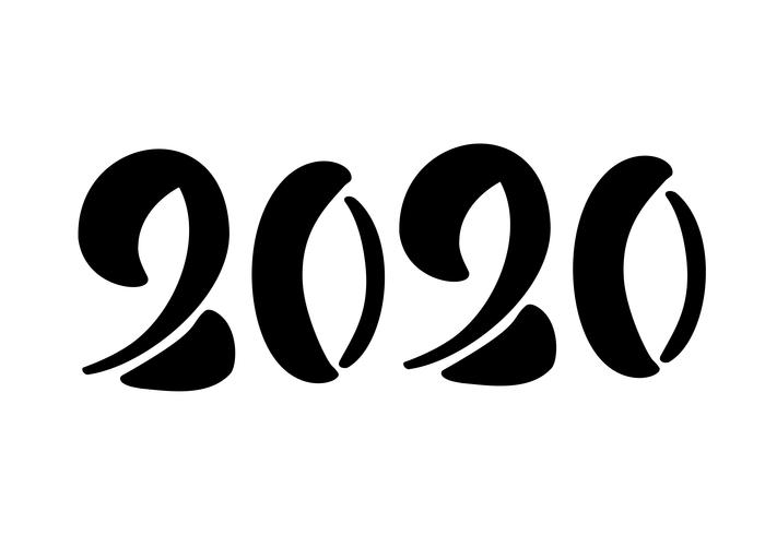 Testo disegnato a mano di numero del nero di calligrafia dell&#39;iscrizione di vettore 2020