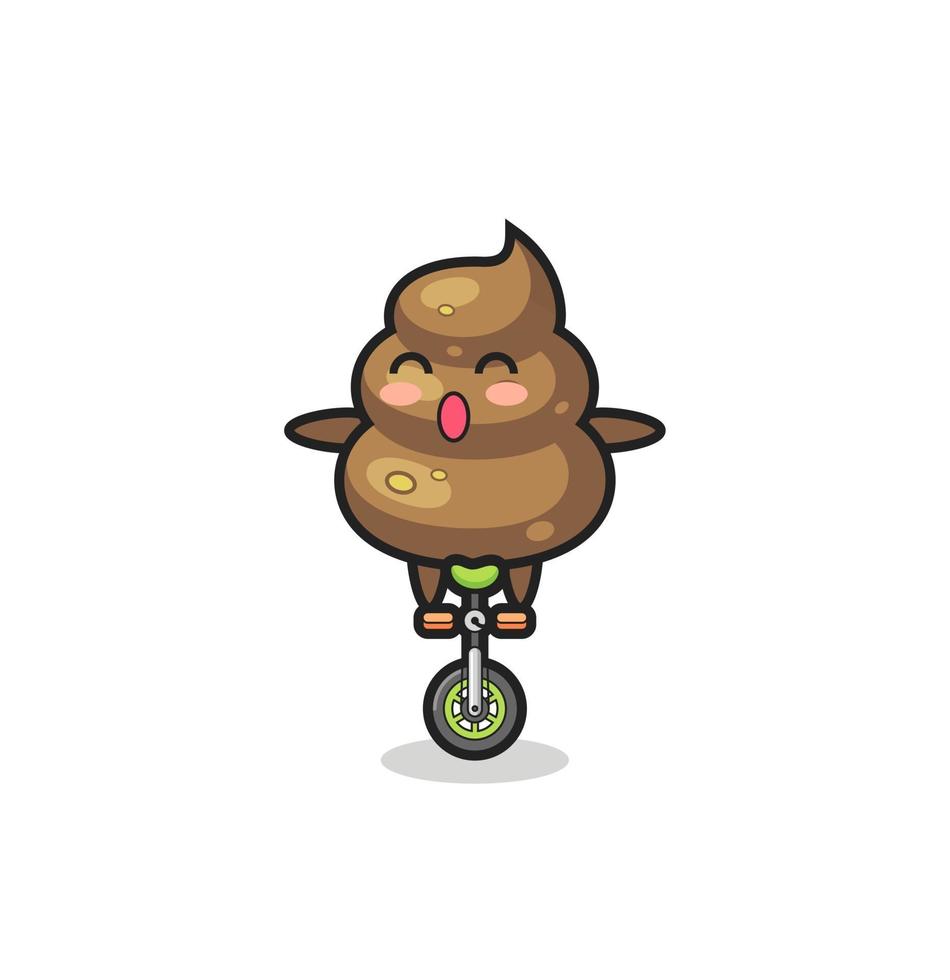 il simpatico personaggio di cacca sta andando in bicicletta da circo vettore