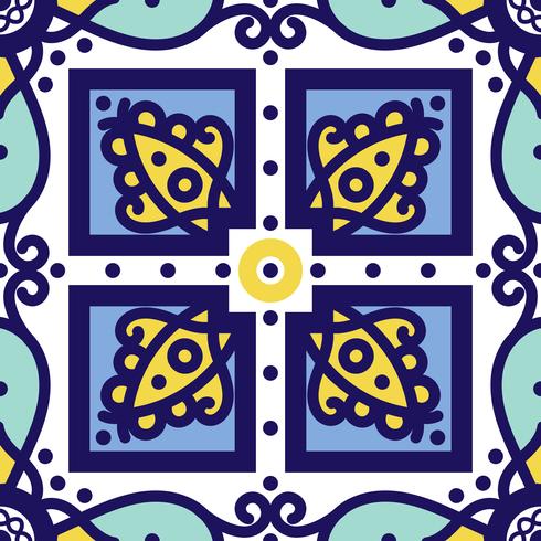 Ornamento blu tradizionale azulejos portoghesi. Modello senza cuciture orientale vettore