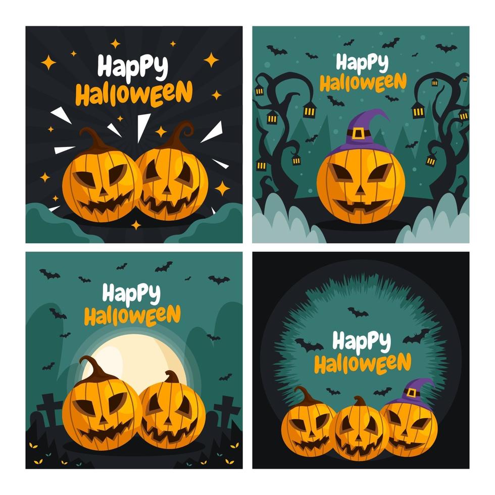 collezione di carte di halloween vettore