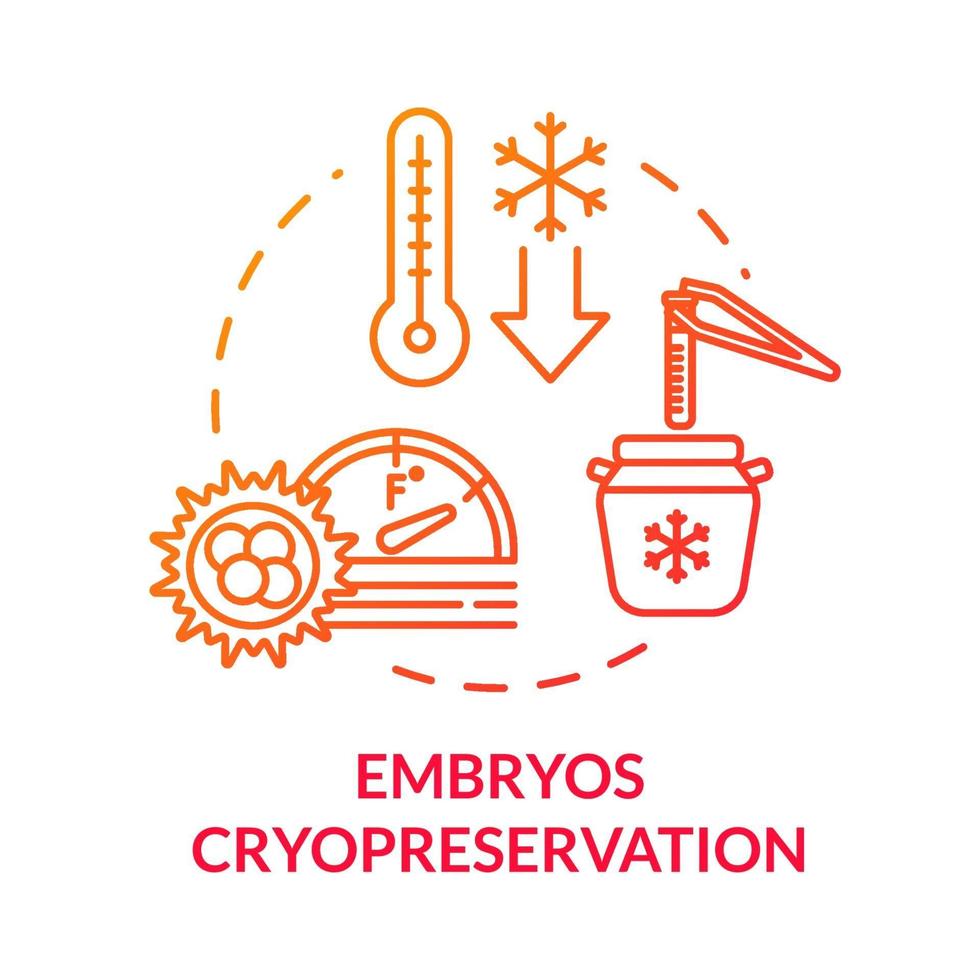 icona rossa del concetto di crioconservazione degli embrioni vettore