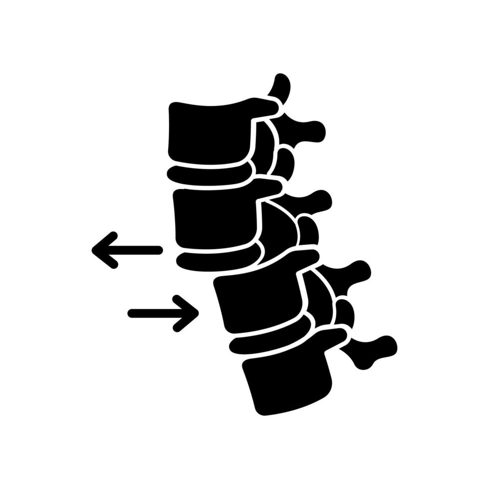 icona del glifo nero con dislocazione della colonna vertebrale vettore