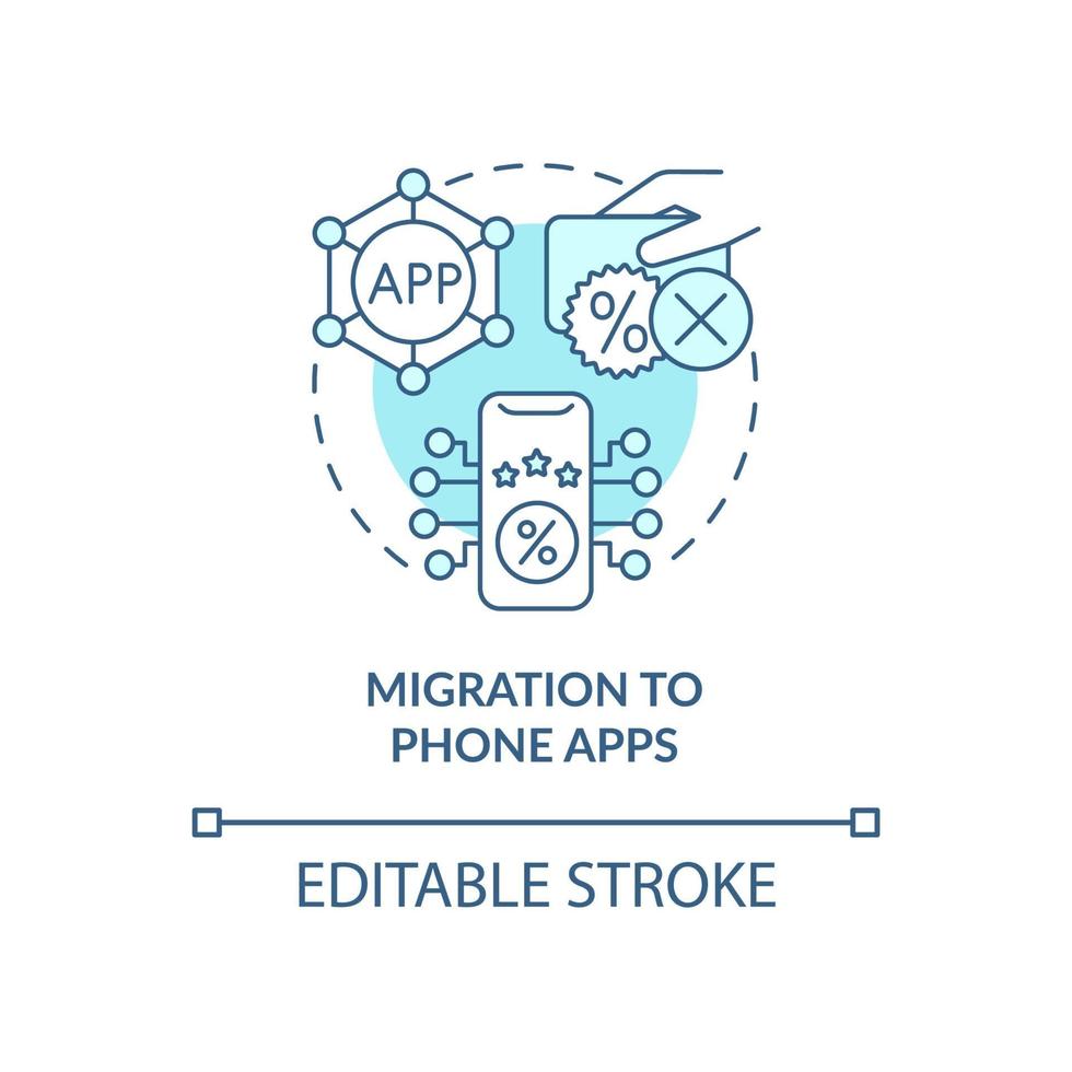 migrazione alle app del telefono icona blu del concetto vettore