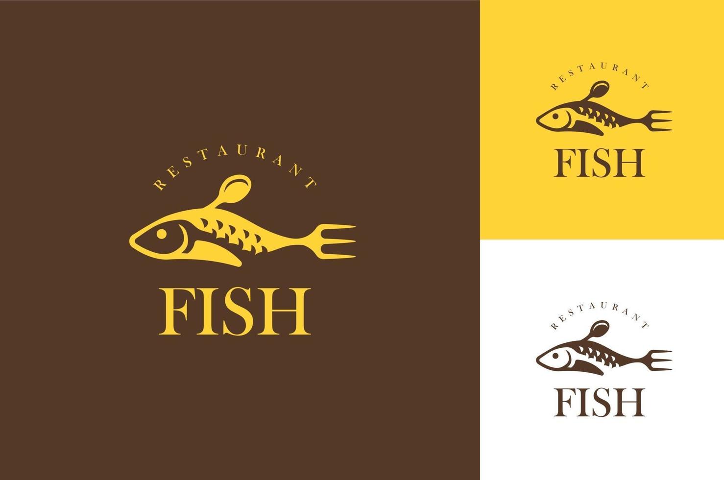 vettore di concetto di design del logo del ristorante di cibo di pesce