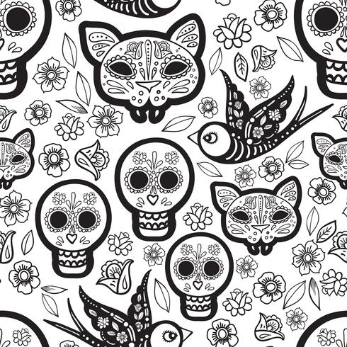 Colorare per gli adulti di Day of the Dead vettore