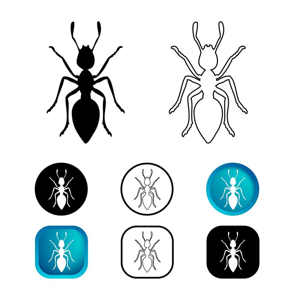 insieme astratto dell'icona dell'animale della formica vettore