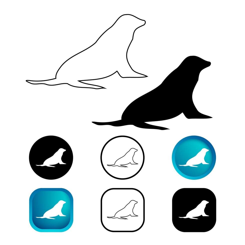 set di icone di foca mammifero astratto vettore