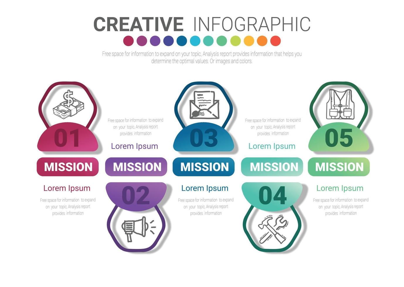 modello di progettazione infografica con opzione numeri 5 vettore