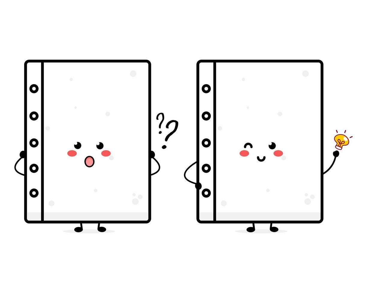 simpatico libro bianco illustrazione di carattere morbido sorriso felice mascotte logo vettore