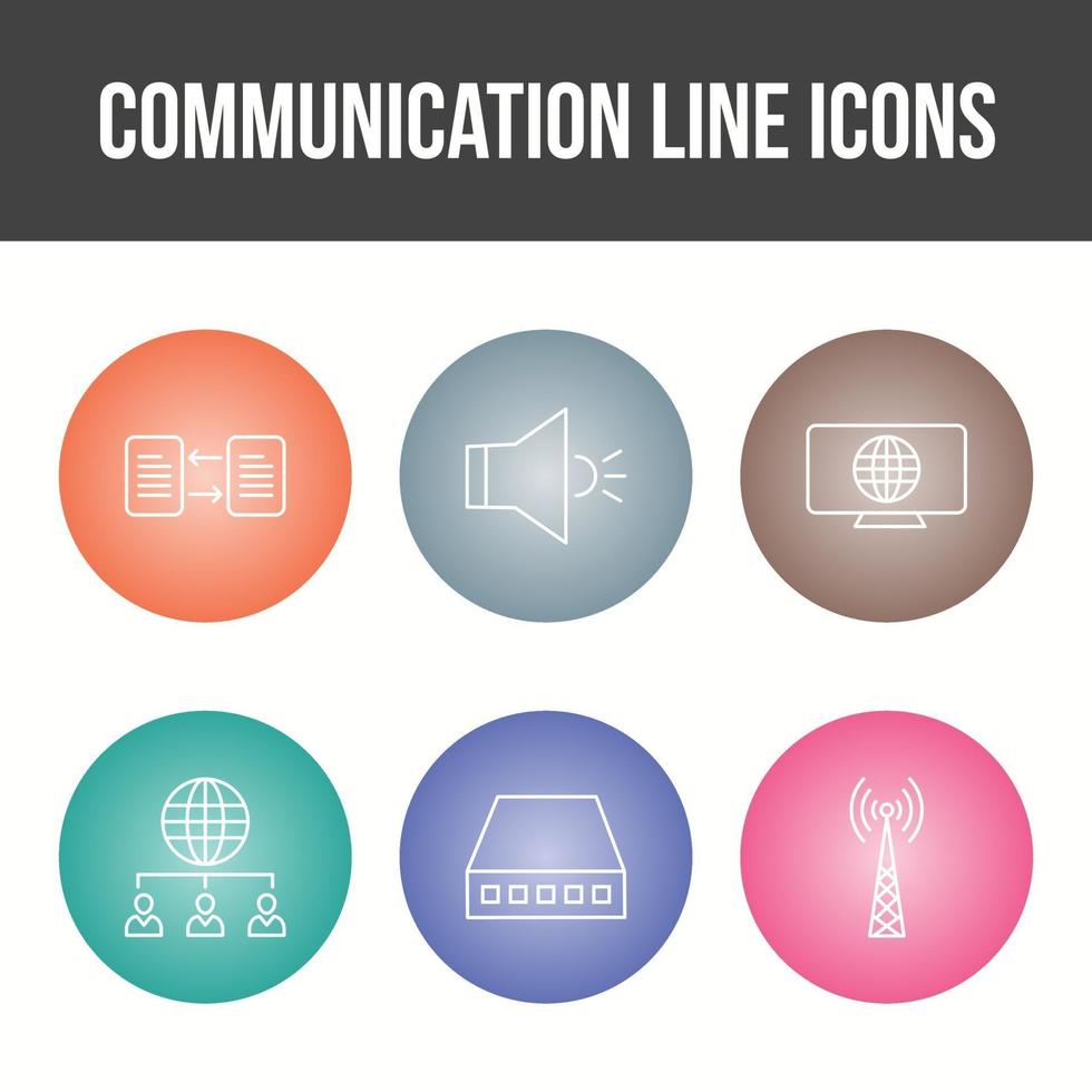 set di icone vettoriali linea di comunicazione unica unique