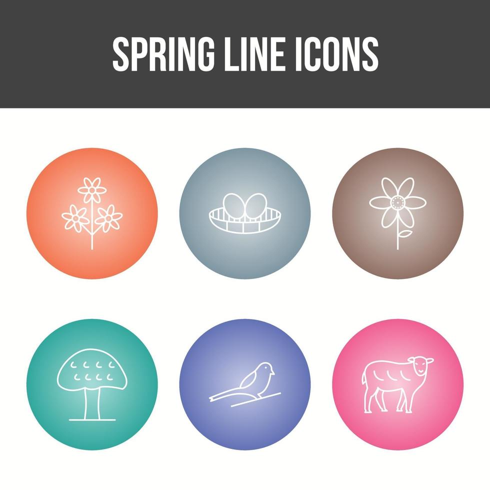 set di icone vettoriali linea primavera