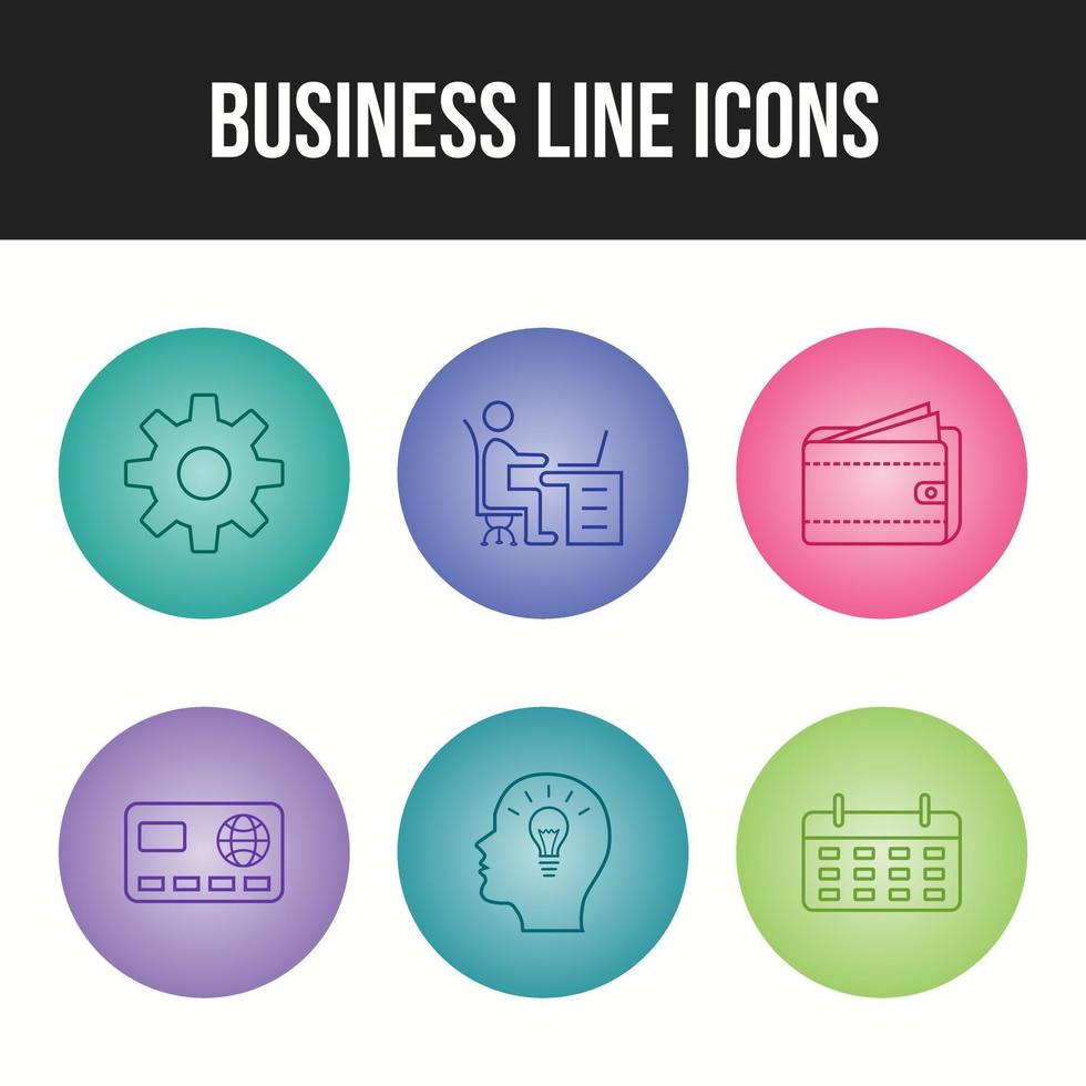 6 set di icone vettoriali di linea business unica