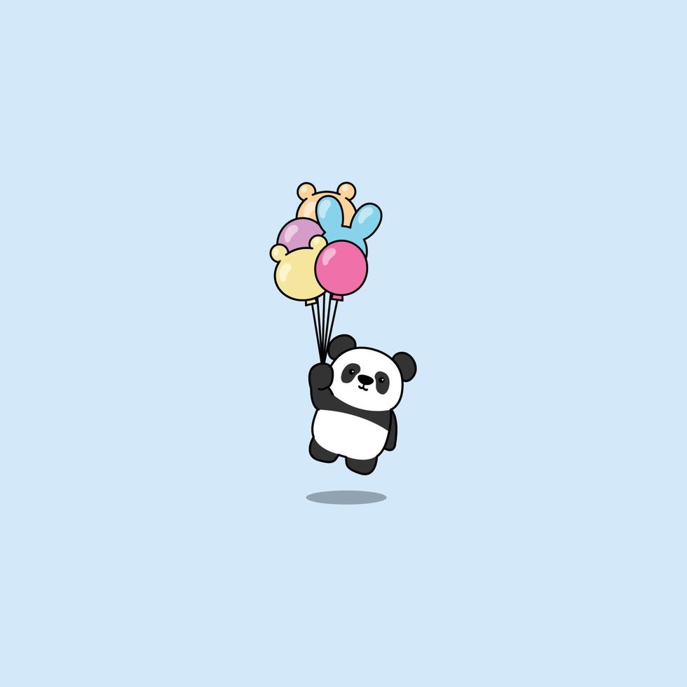 simpatico panda con palloncini, illustrazione vettoriale