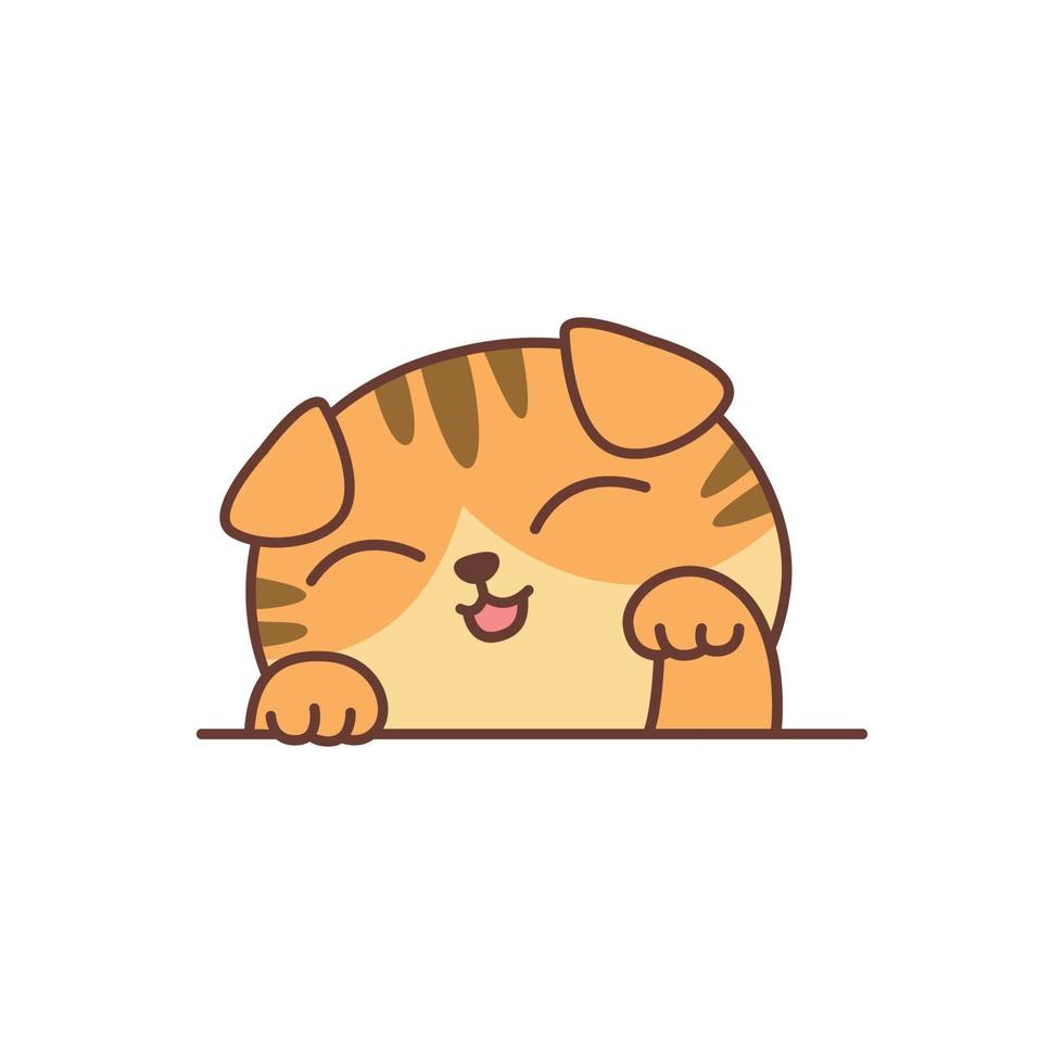 simpatico cartone animato gatto arancione Scottish Fold, illustrazione vettoriale