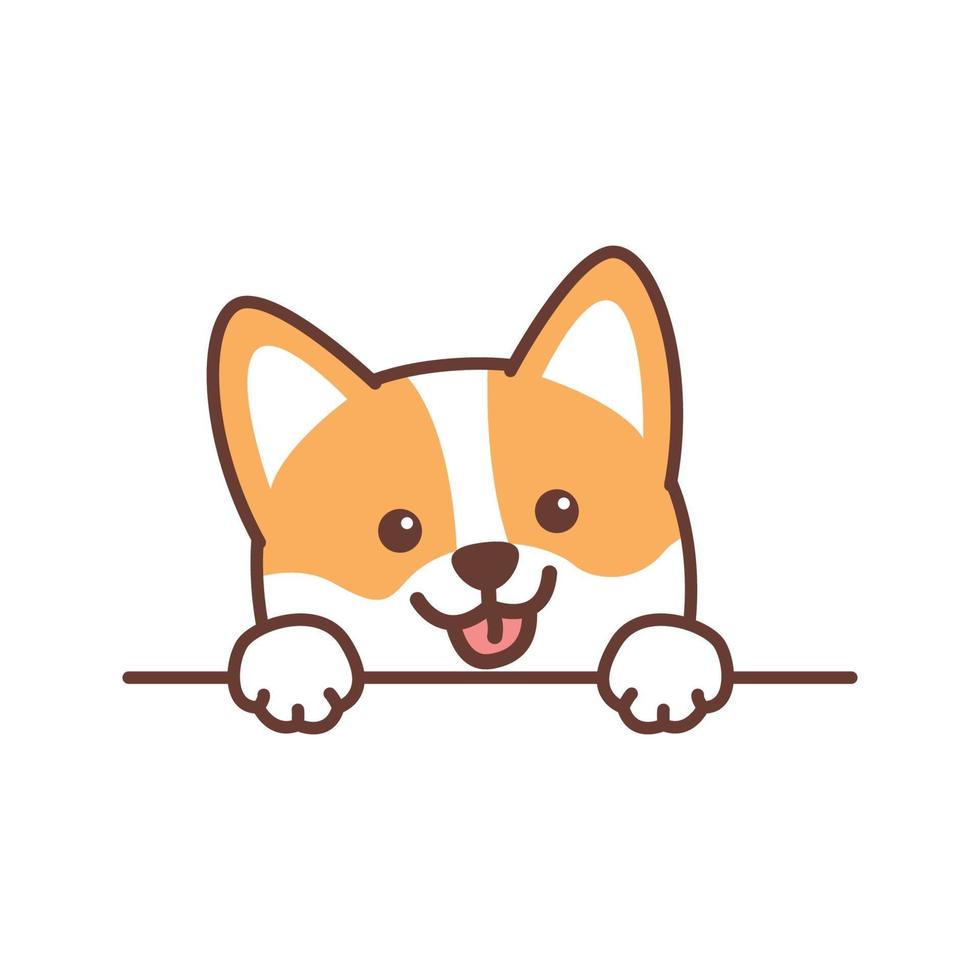 simpatico cane welsh corgi zampe sul muro, illustrazione vettoriale