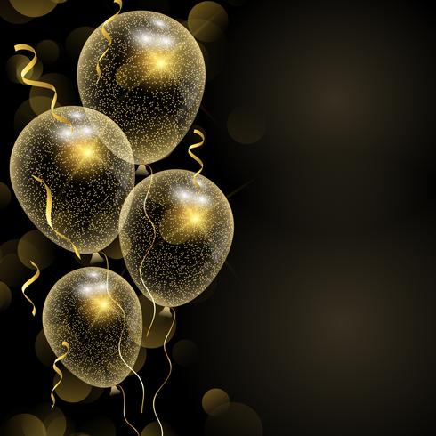 Sfondo di celebrazione con palloncini glitterati oro vettore