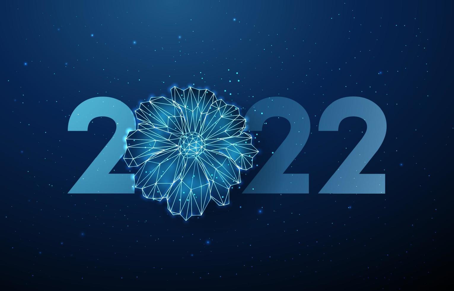 fiore blu astratto e numero 2022 anno. vettore