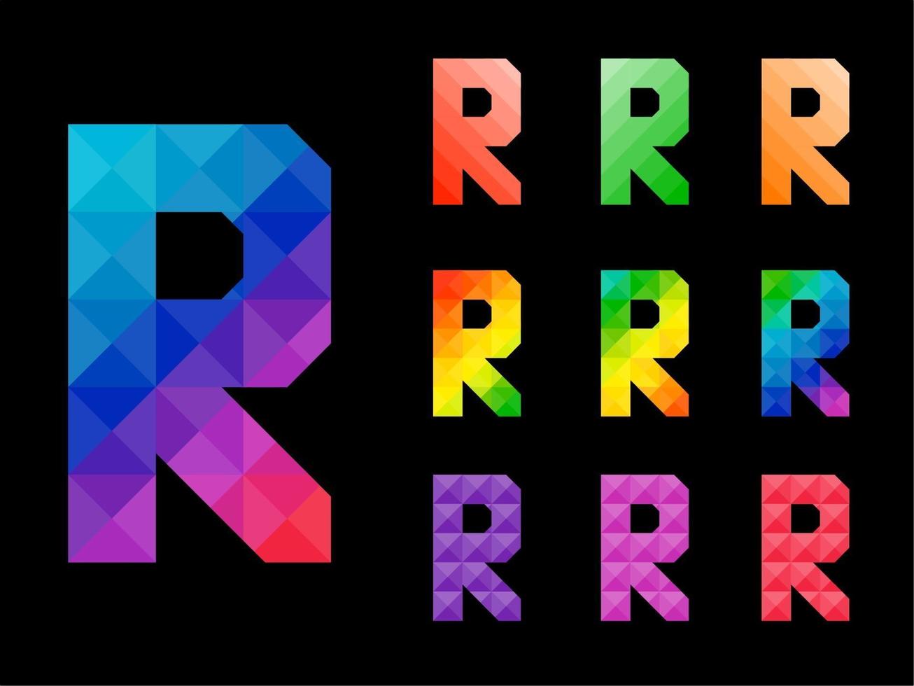 set di lettere colorate r vettore