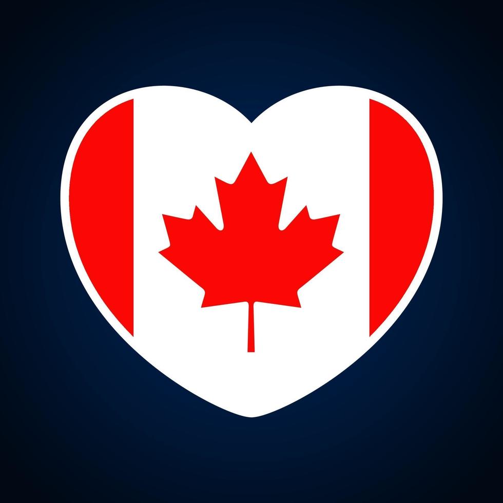 bandiera del canada a forma di cuore vettore